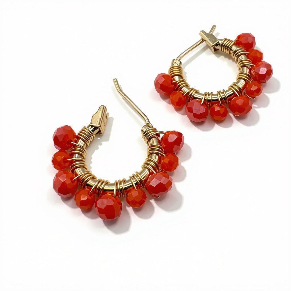 Aurora Crafted Style-Athena Hoops in Mandarin Orange (Gold)-Aurora Crafted Style-