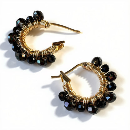 Aurora Crafted Style-Athena Hoops in Onyx (Gold)-Aurora Crafted Style-