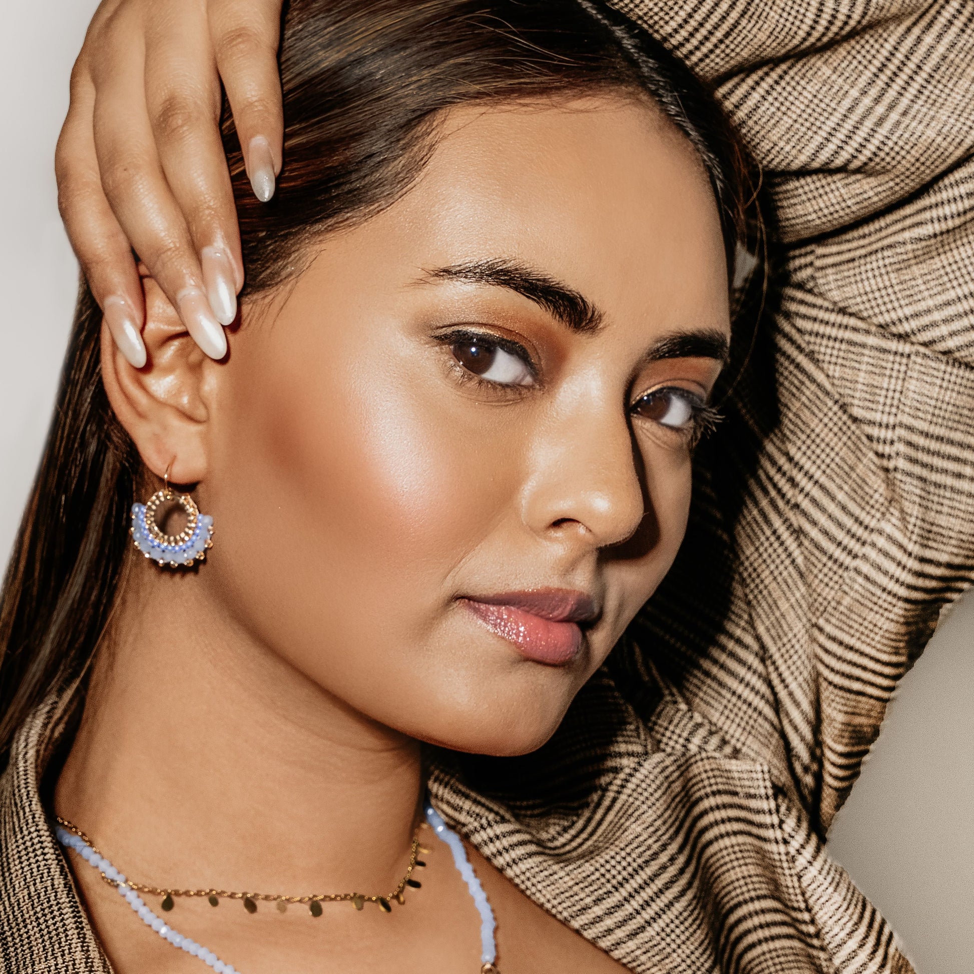 Aurora Crafted Style-Mini Mosaic in Baby Blue (Gold)-Earrings-Aurora Crafted Jewellery-