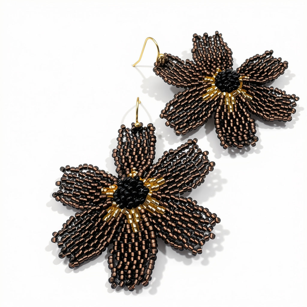 Aurora Crafted Style-Big Basic Bloom in Kahlua (Gold)-Earrings-Aurora Crafted Jewellery-