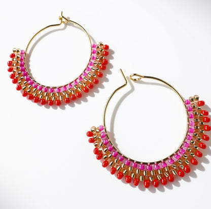 Aurora Crafted Style-Boho Hoops Hibiscus (Gold)-Aurora Crafted Style-