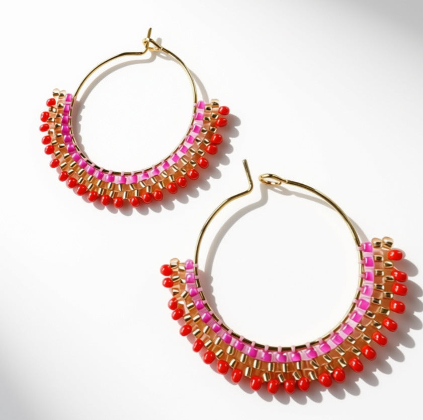 Aurora Crafted Style-Boho Hoops Hibiscus (Gold)-Aurora Crafted Style-