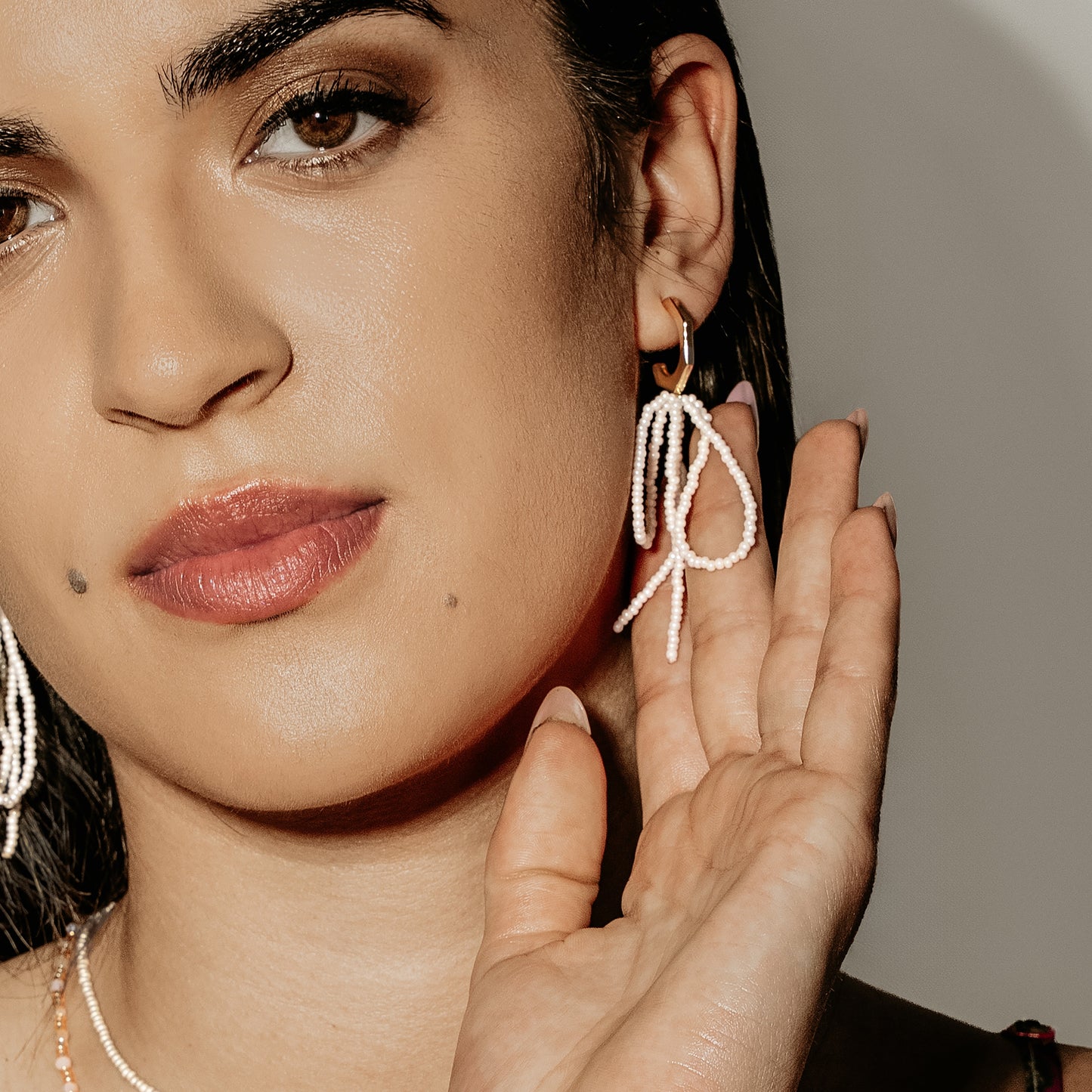 Aurora Crafted Style-Bridal Bows in Pearl-Earrings-Aurora Crafted Style-