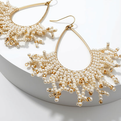 Aurora Crafted Style-Coral Cove in Oyster Pearl (Gold)-Earrings-Aurora Crafted Jewellery-