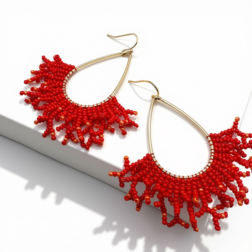 Aurora Crafted Style-Coral Cove in Coral (Gold)-Earrings-Aurora Crafted Jewellery-
