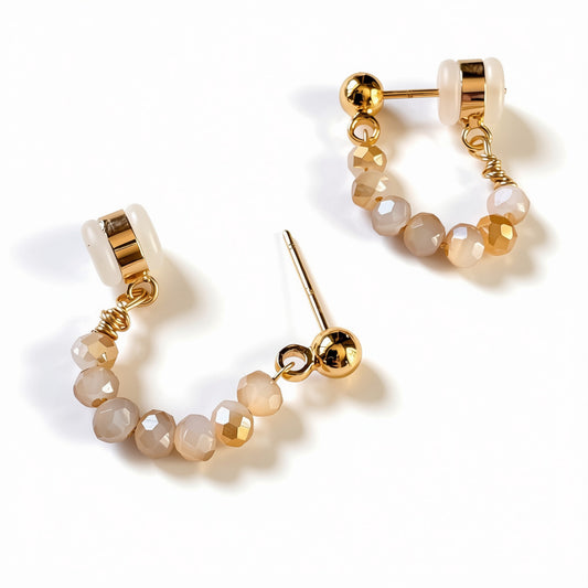 Aurora Crafted Style-Pin Tuck in Earthy Cream (Gold)-Earrings-Aurora Crafted Style-