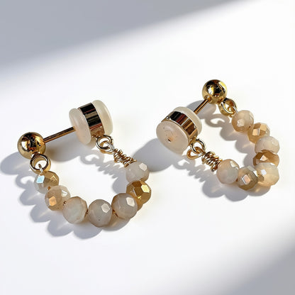 Aurora Crafted Style-Pin Tuck in Earthy Cream (Gold)-Earrings-Aurora Crafted Style-