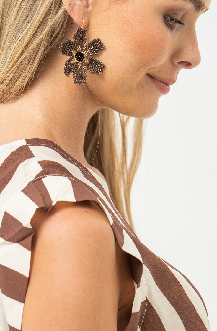 Aurora Crafted Style-Big Basic Bloom in Kahlua (Gold)-Earrings-Aurora Crafted Jewellery-