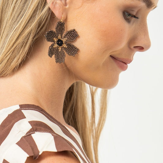 Aurora Crafted Style-Big Basic Bloom in Kahlua (Gold)-Earrings-Aurora Crafted Jewellery-