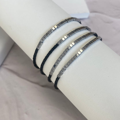 Aurora Crafted Style-Disco Bracelet in Silver and Black-BRACELETS-Aurora Crafted Jewellery-