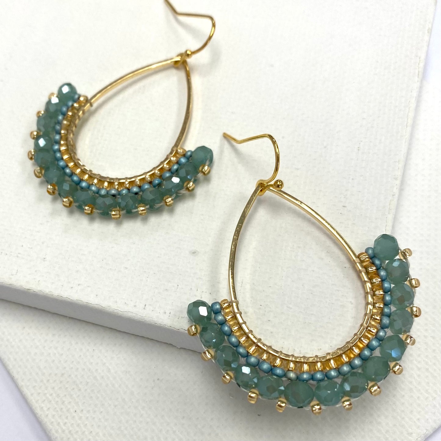 Aurora Crafted Style-Half Frida in Sea Green (Gold)-Earrings-Aurora Crafted Jewellery-