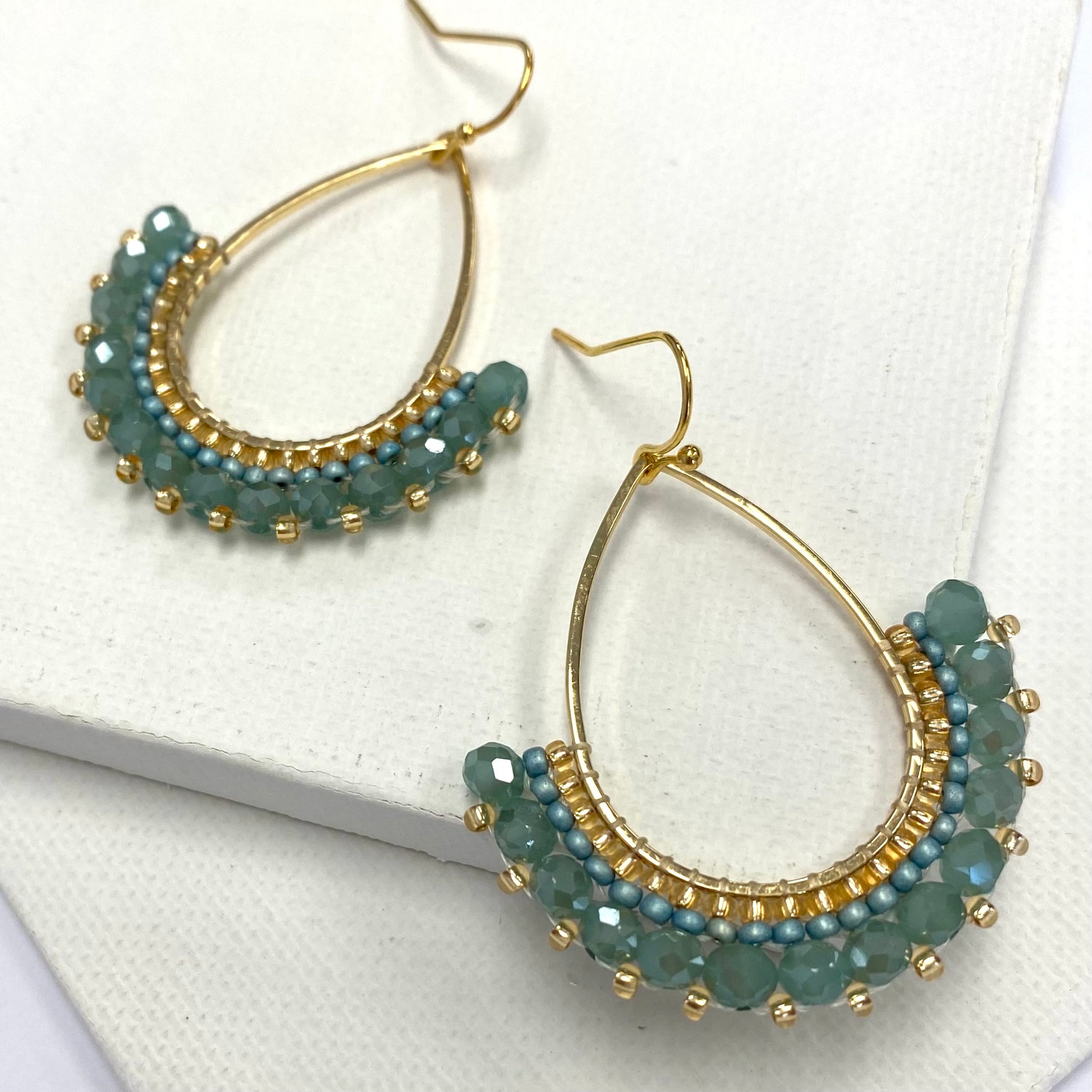 Aurora Crafted Style-Half Frida in Sea Green (Gold)-Earrings-Aurora Crafted Jewellery-