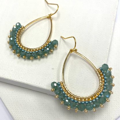Aurora Crafted Style-Half Frida in Sea Green (Gold)-Earrings-Aurora Crafted Jewellery-