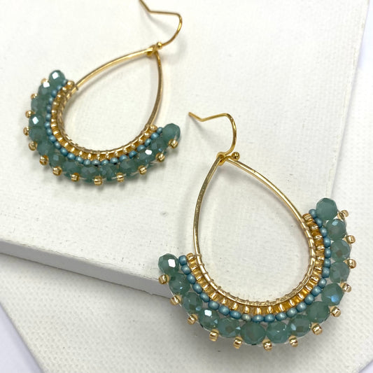 Aurora Crafted Style-Half Frida in Sea Green (Gold)-Earrings-Aurora Crafted Jewellery-