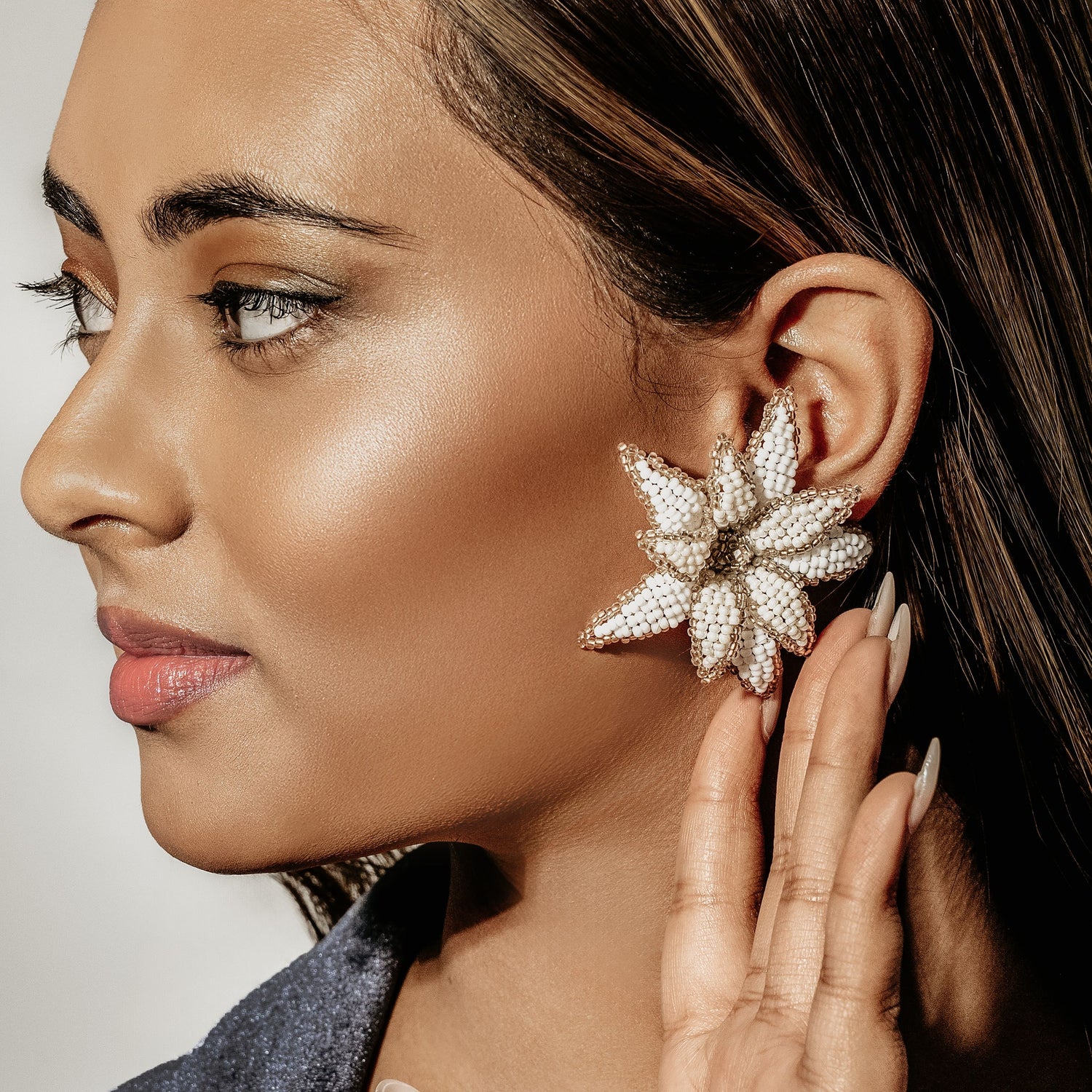 Aurora Crafted Style-Look at me Lily Earring in Angelic Whites (Gold)-Earrings-Aurora Crafted Jewellery-