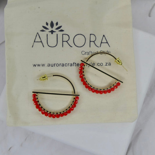 Aurora Crafted Style-Equator Hoop in Fiesta Red (Gold)-Earrings-Aurora Crafted Jewellery-