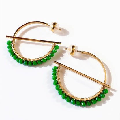 Aurora Crafted Style-Equator Hoop in Green (Gold)-Earrings-Aurora Crafted Jewellery-