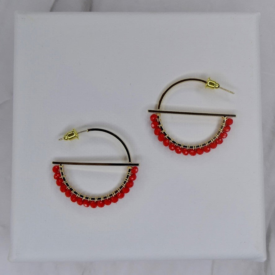 Aurora Crafted Style-Equator Hoop in Fiesta Red (Gold)-Earrings-Aurora Crafted Jewellery-