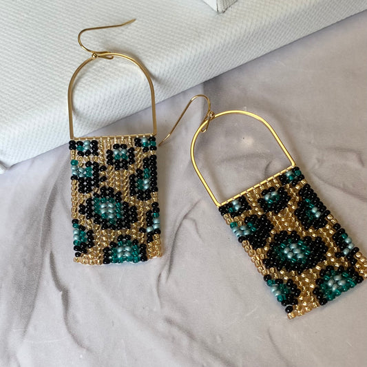 Aurora Crafted Style-Teal Bling Animal Instinct Horseshoe-Earrings-Aurora Crafted Jewellery-
