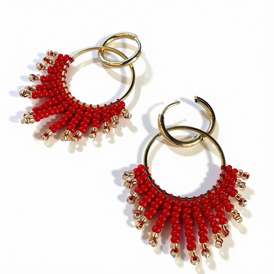 Aurora Crafted Style-Feisty Fifi in Radiant Red (Gold)-Earrings-Aurora Crafted Jewellery-