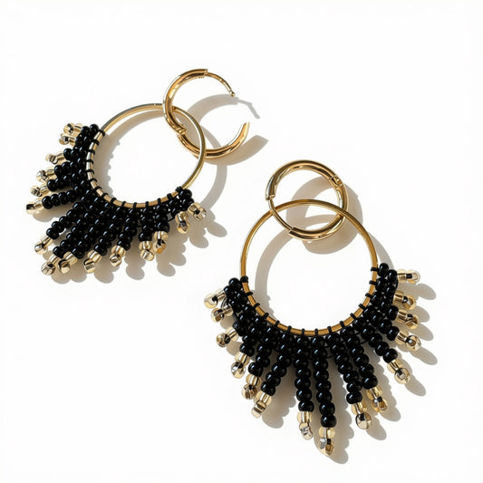 Aurora Crafted Style-Feisty Fifi in Black (Gold)-Earrings-Aurora Crafted Jewellery-