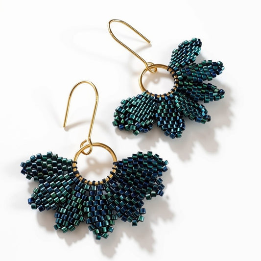 Aurora Crafted Style-Floral Wreath in Mermaid (Gold)-Earrings-Aurora Crafted Jewellery-