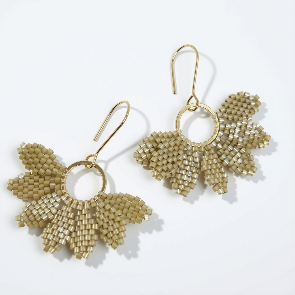 Aurora Crafted Style-Floral Wreath in Champagne (Gold)-Earrings-Aurora Crafted Jewellery-