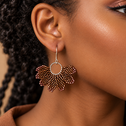 Aurora Crafted Style-Floral Wreath in Copper (Silver)-Earrings-Aurora Crafted Jewellery-