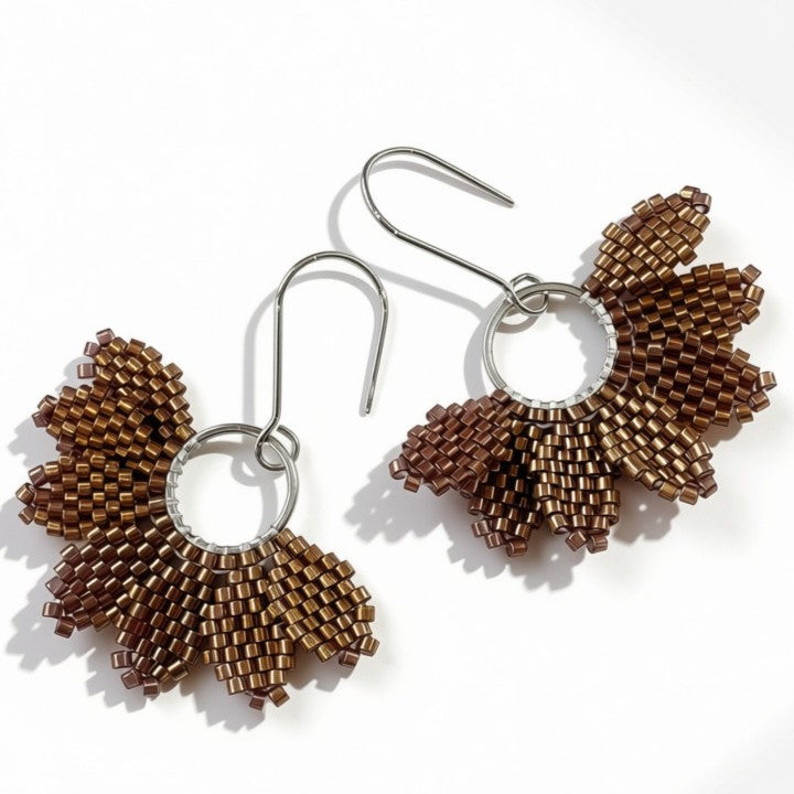 Aurora Crafted Style-Floral Wreath in Copper (Silver)-Earrings-Aurora Crafted Jewellery-