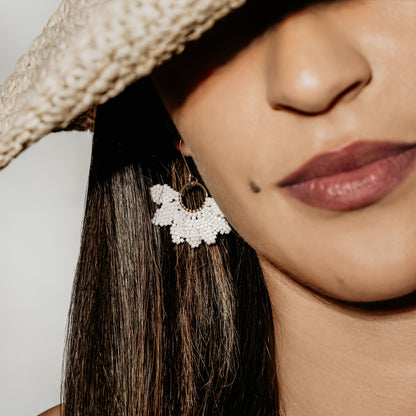 Aurora Crafted Style-Floral Wreath in Pearl (Gold)-Earrings-Aurora Crafted Jewellery-