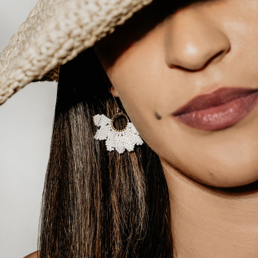 Aurora Crafted Style-Floral Wreath in Pearl (Gold)-Earrings-Aurora Crafted Jewellery-