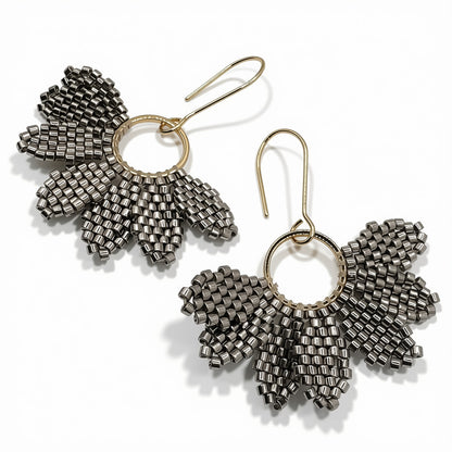 Aurora Crafted Style-Floral Wreath in Pewter (Gold)-Earrings-Aurora Crafted Jewellery-