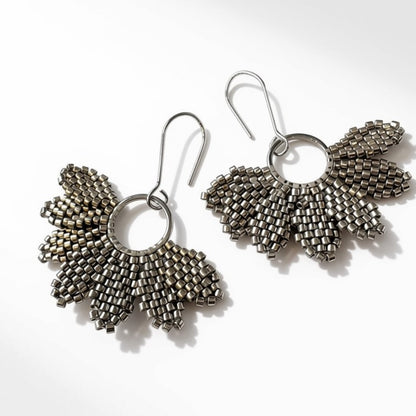 Aurora Crafted Style-Floral Wreath in Pewter (Silver)-Earrings-Aurora Crafted Jewellery-