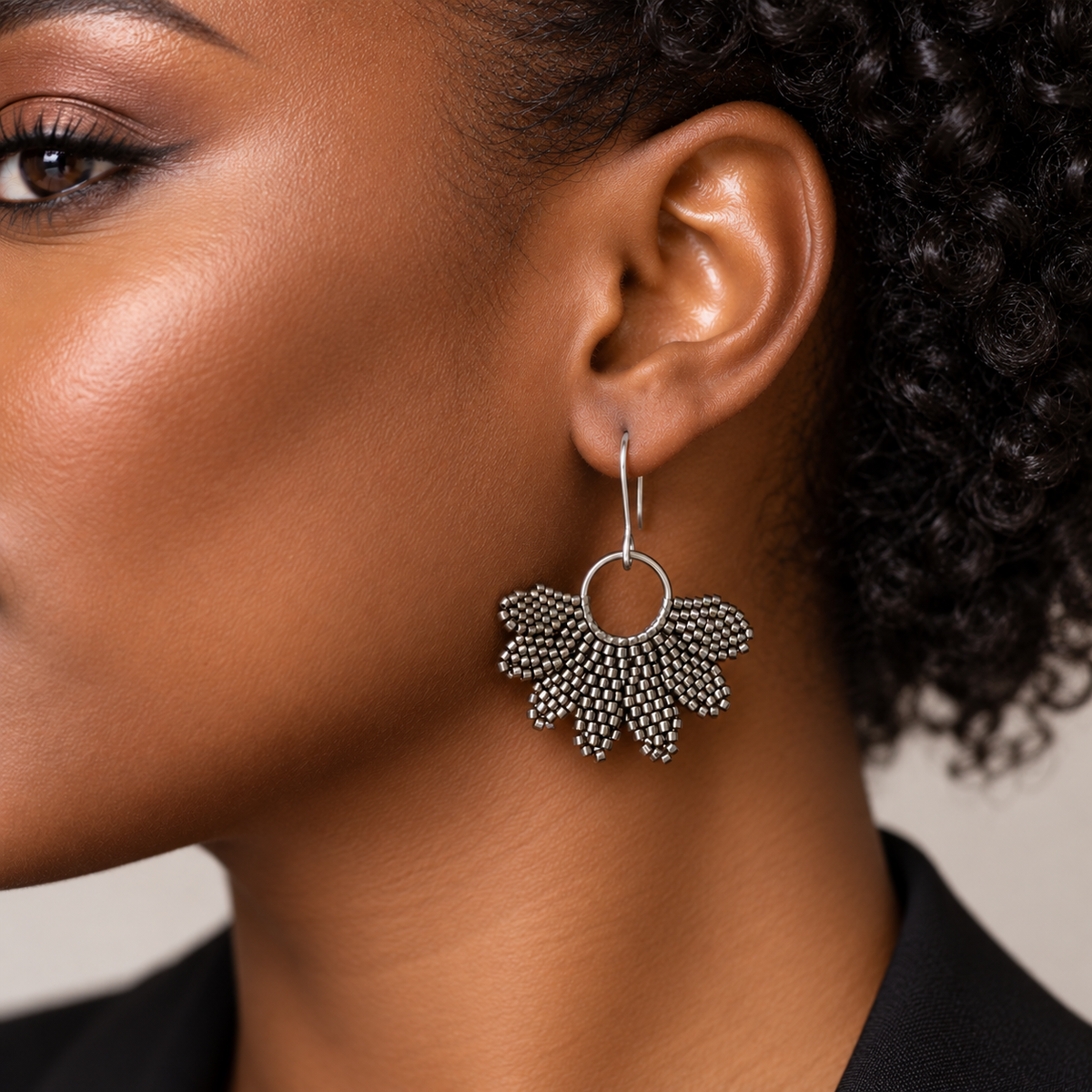 Aurora Crafted Style-Floral Wreath in Pewter (Silver)-Earrings-Aurora Crafted Jewellery-