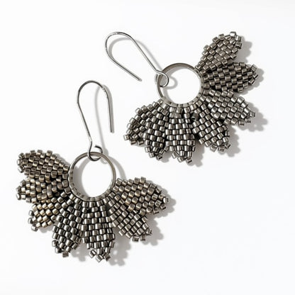 Aurora Crafted Style-Floral Wreath in Pewter (Silver)-Earrings-Aurora Crafted Jewellery-