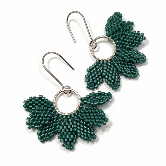 Aurora Crafted Style-Floral Wreath in Sage (Silver)-Earrings-Aurora Crafted Jewellery-