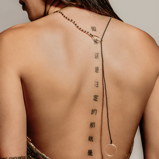 Aurora Crafted Style-Fob Necklace Black (Gold)-NECKLACES-Aurora Crafted Style-