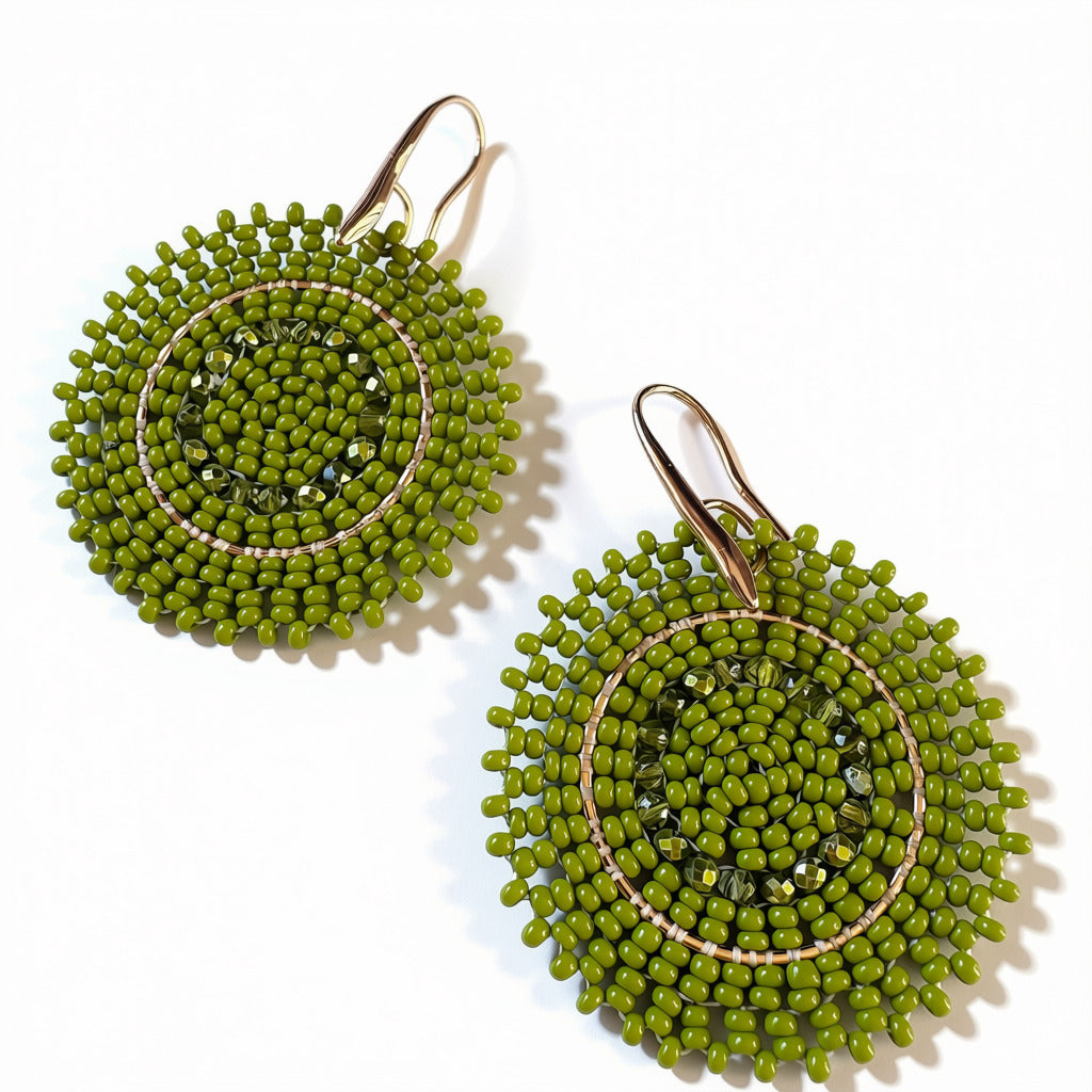 Aurora Crafted Style-Full Moon in Chartreuse (Gold)-Earrings-Aurora Crafted Jewellery-