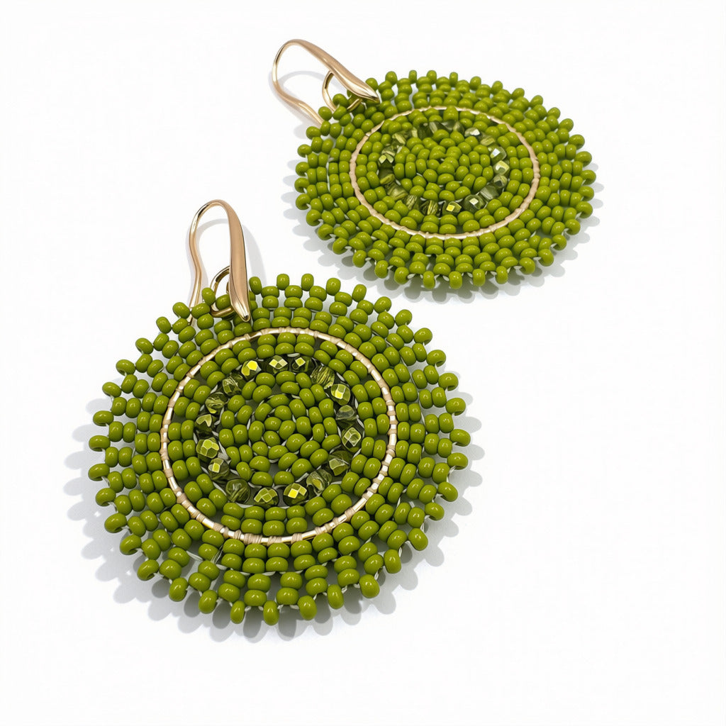Aurora Crafted Style-Full Moon in Chartreuse (Gold)-Earrings-Aurora Crafted Jewellery-