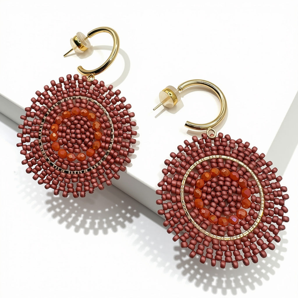 Aurora Crafted Style-Full Moon Reloaded in Blushing Rose (Gold)-Earrings-Aurora Crafted Jewellery-