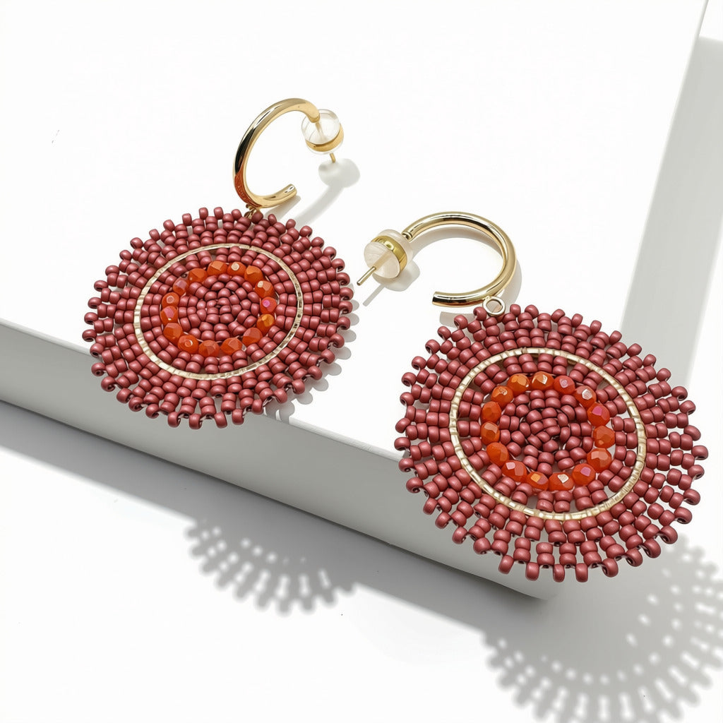 Aurora Crafted Style-Full Moon Reloaded in Blushing Rose (Gold)-Earrings-Aurora Crafted Jewellery-