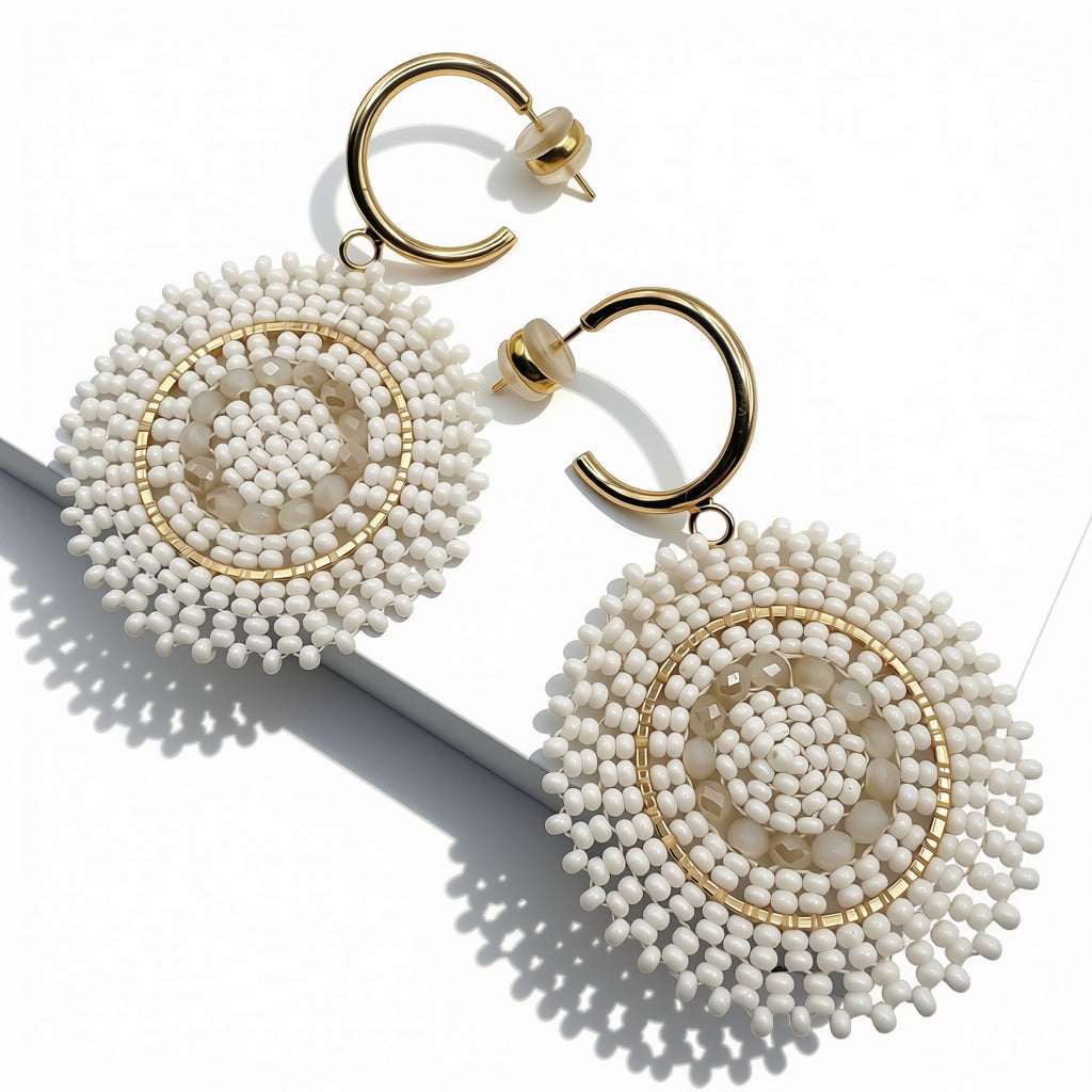 Aurora Crafted Style-Full Moon Reloaded in Angel White (gold)-Earrings-Aurora Crafted Jewellery-