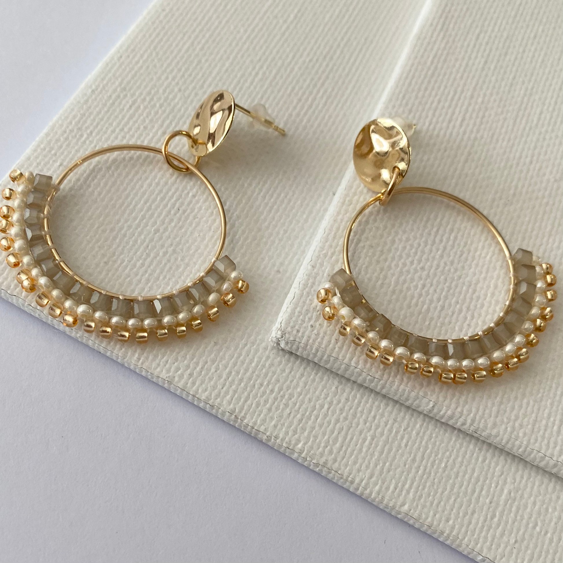 Aurora Crafted Style-Half Mosaic Stud in Moonbeam (Gold)-Earrings-Aurora Crafted Jewellery-