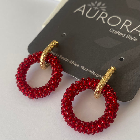 Aurora Crafted Style-Princess Drop in Burgundy (Gold)-Earrings-Aurora Crafted Jewellery-