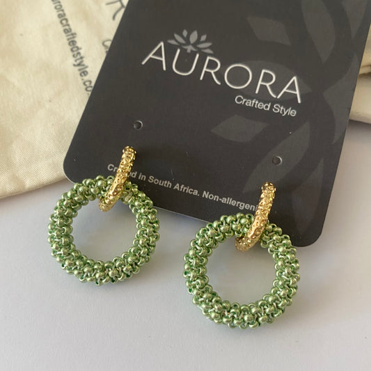 Aurora Crafted Style-Princess Drop in Soft Green (Gold)-Earrings-Aurora Crafted Jewellery-