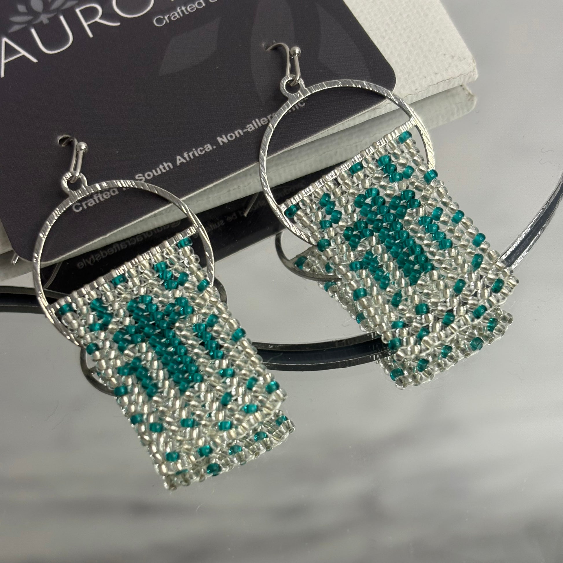 Aurora Crafted Style-Silver & Aqua Cross (silver)-Earrings-Aurora Crafted Jewellery-