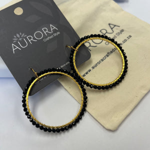 Aurora Crafted Style-XL Brilliant Basics in Black (Gold)-Earrings-Aurora Crafted Jewellery-