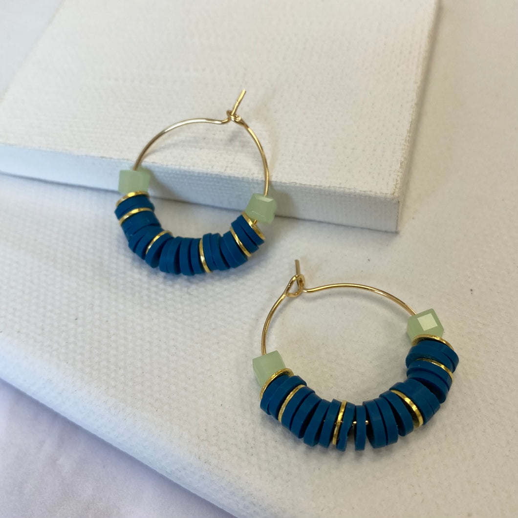 Happy Hoops in Teal & Soft Green (Gold)