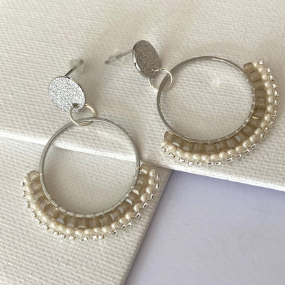 Aurora Crafted Style-Half Mosaic Stud in Moonbeam (Silver)-Earrings-Aurora Crafted Jewellery-