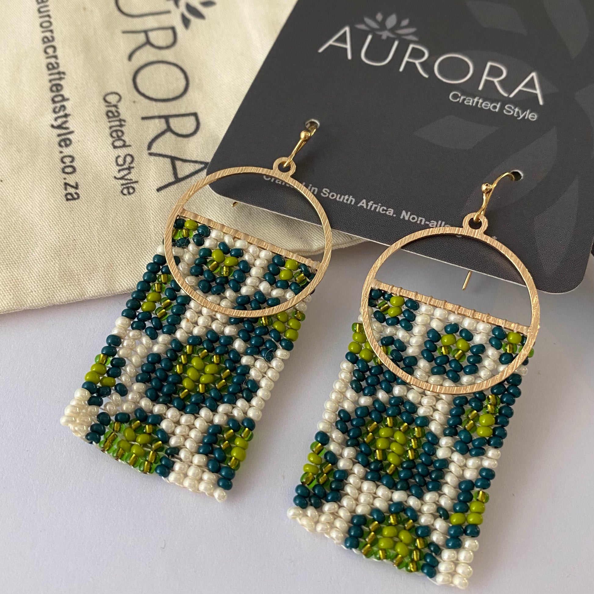 Aurora Crafted Style-Lime & Cream Animal Split Orb (Gold)-Earrings-Aurora Crafted Jewellery-
